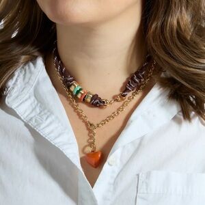 Roxanne Assoulin Super Size Happy Cord without charm & Mini Heart Charm Necklace